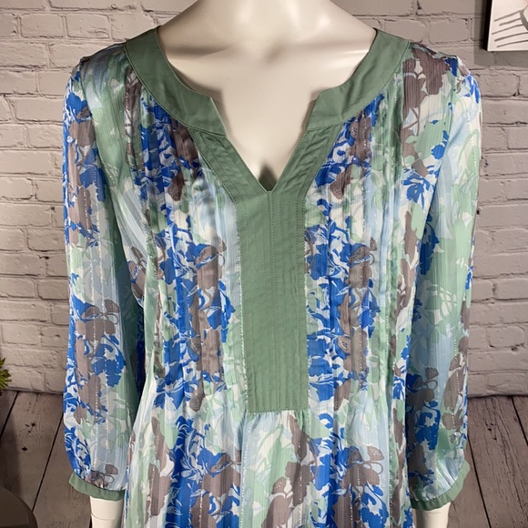 DKNY JEANS Green Floral Tunic Top Size: Medium - Picture 3 of 17